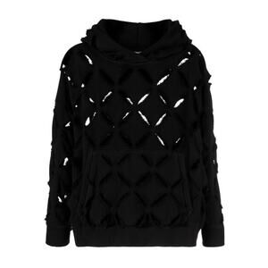 NWT Versace Oversize Sweater Hoodie IT 42 US 6 Cut Out Slashed Black $2,150